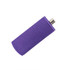 A purple flash drive with a smooth texture and a silver connector. It features a branding logo.