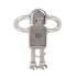 A shiny silver robot-shaped flash drive with coiled arms and legs. The product features a logo on the surface.