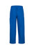 Blue unisex scrub cargo pants with an elastic waistband and side pockets. Features a logo on the waistband.