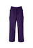 A pair of classic unisex scrub cargo pants in dark purple with an elastic waistband and side pockets.