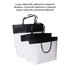 Medium black and white boutique paper bag with sturdy handles, featuring a sleek design. Contains a logo.