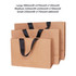 Three brown paper bags with flat black handles, varying in size: large, medium, and small.
