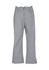 A pair of light grey bootleg scrub pants with a drawstring waist and side pockets. Features a logo.