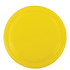 A bright yellow frisbee featuring a smooth, rounded surface.