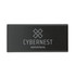 A power bank featuring a sleek black design with the logo "CYBERNEST solutions" embossed on the surface.