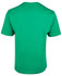 A green T-shirt with short sleeves and a back view. It features a logo on the back.