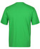 A green T-shirt featuring a plain back design and short sleeves, with a logo displayed.