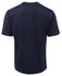 A navy blue t-shirt featuring a simple design and a logo. The shirt has short sleeves and a crew neckline.