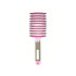 A pink detangler bristle hairbrush with a textured handle and black bristles, featuring a logo on the handle.