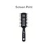 A black vent hair brush with wide teeth and a handle featuring a logo.