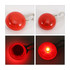 A red LED light with a clip for attaching to dog collars or leashes, featuring a shiny, rounded design.