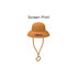 A bucket hat-shaped silicone straw cover in orange, featuring a logo and attached straps.
