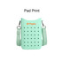 A mint green silicone phone bag with holes for ventilation, featuring an adjustable strap and a logo.