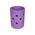 A drink bottle holder in purple, featuring multiple circular holes for ventilation. It has a simple, cylindrical design.