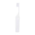 A foldable travel toothbrush in white, featuring a compact design and a protective case.