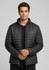 A puffer jacket in black, featuring a zip-up front and a modern, fitted design, with a logo on the chest.