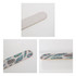 A pack of 50 wooden straight nail files featuring a textured surface and decorative feather patterns in various colours.