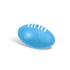 A mini promotional Aussie Rules ball in bright blue, featuring white stitching and a logo.
