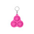 A pink keychain featuring three pop bubbles in a triangular design. It includes a metal keyring attachment.