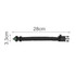 A black paracord survival bracelet measuring 28cm in length and 3.3cm in width with a compass attachment.