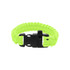 A fluorescent yellow paracord bracelet featuring a black buckle and a built-in whistle.