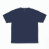 A navy blue t-shirt with a crew neckline and short sleeves, featuring a logo on the back.