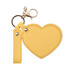 A heart-shaped compact mirror in yellow with a keychain attachment and a clip for easy carrying.