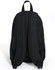 A black backpack featuring adjustable straps and mesh side pockets, with a logo visible.