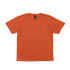 An orange short-sleeved t-shirt with a label inside and a plain design.