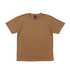 A brown t-shirt featuring short sleeves and a round neckline, with a label inside.