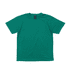 A green t-shirt with a crew neck and short sleeves, featuring a logo label on the inside.