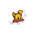 A yellow and brown rubber charm shaped like a dog, with the word "DogMan" at the bottom. Dimensions: 3cm x 3cm.
