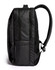 A black PU backpack with a sleek design, featuring adjustable straps and a side pocket.