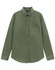 A long-sleeve, smart casual shirt in olive green with a button-up front and a chest pocket. It features a logo.
