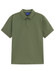 A green high-performance polo shirt with a collar and short sleeves, featuring a logo at the neckline.