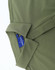 A men's high-performance polo in olive green with a collar and button detail, featuring a logo on the inside label.