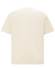 A unisex oversized tee in a cream colour with short sleeves and a plain back. It features a logo.