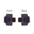 A magnetic bookmark in purple with a brown clip, displaying a logo on both the front and back.
