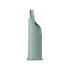 A drink bottle bag in soft mint green PU leather with a handle and a logo.