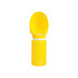 A drink bottle in bright yellow, featuring a collapsible bowl section and a white band around the middle.