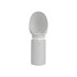 A drink bottle in grey features a collapsible leaf-shaped bowl at the top and a logo on the side.