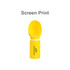 A drink bottle in bright yellow with a collapsible leaf-shaped bowl attachment and a logo.
