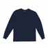 A long sleeve tee in navy blue with a round neckline and a logo on the label.