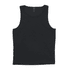 A black singlet featuring a lightweight design and a logo.