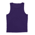 A purple singlet featuring a logo, made from a lightweight, breathable material.