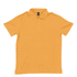 A yellow polo shirt featuring a collar and short sleeves, with a logo on the chest.