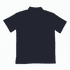 A navy polo shirt featuring a collar and short sleeves, with a logo on the back.