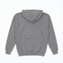A grey hoodie with a back view, featuring a hood and a minimalist design. It has a single colour throughout.
