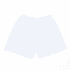 A pair of white shorts with an elastic waistband and a logo on the front.