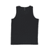 A black youth singlet with a fitted design, featuring a logo on the fabric.